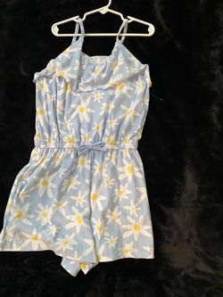 Light Blue Daisy Print Romper