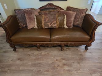 Brown leather sofa set