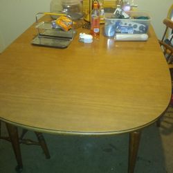 Vintage Table Three Leafs N Two Chairs