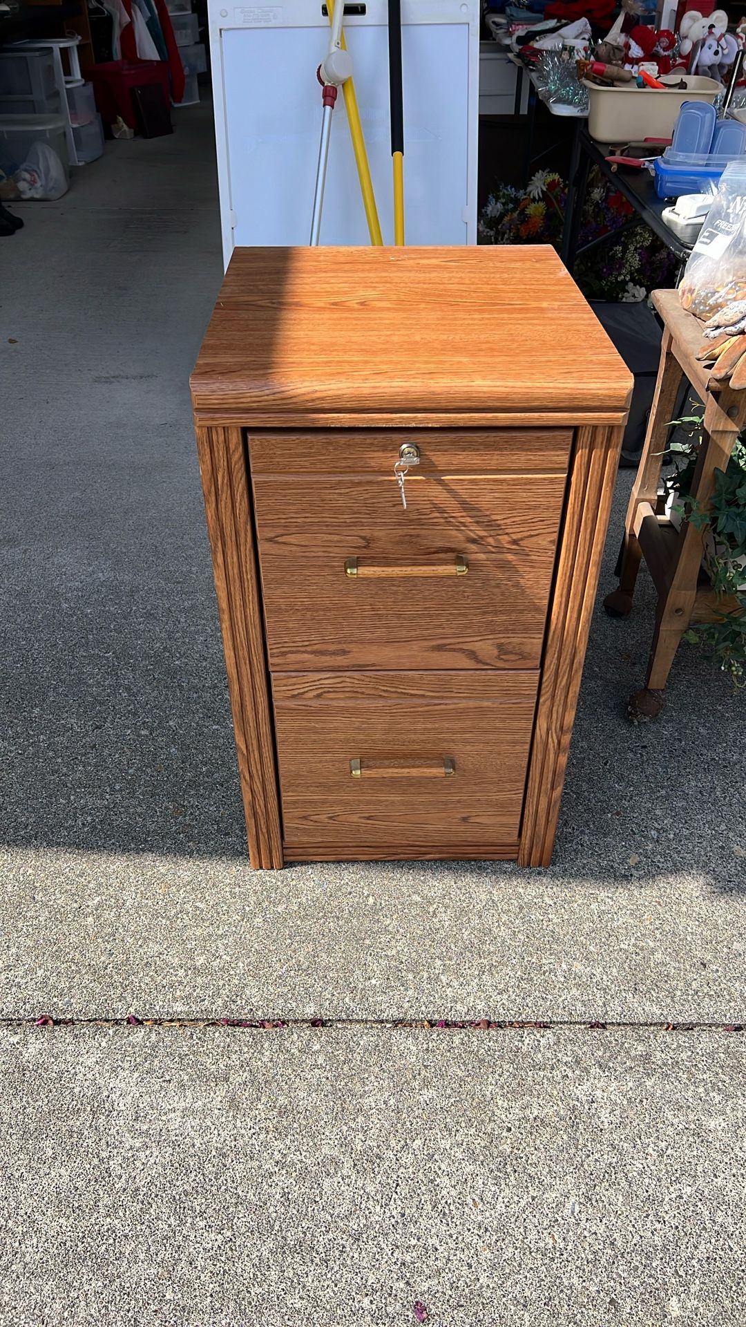 Oak 2 Drawer File Cabinet