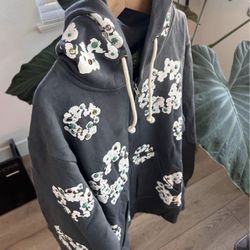 Denim Tears Rhinestone Cotton Wreath Zip Hoodie