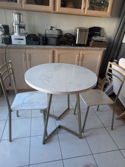 Marble Pattern and Gold Modern Bistro Dining Set
