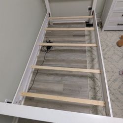 Twin Size White Wood Bed With Box Spring And Mattress 