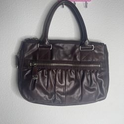 DKNY Leather Pleated Bag brown