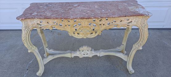 Marble Top Table, wood base