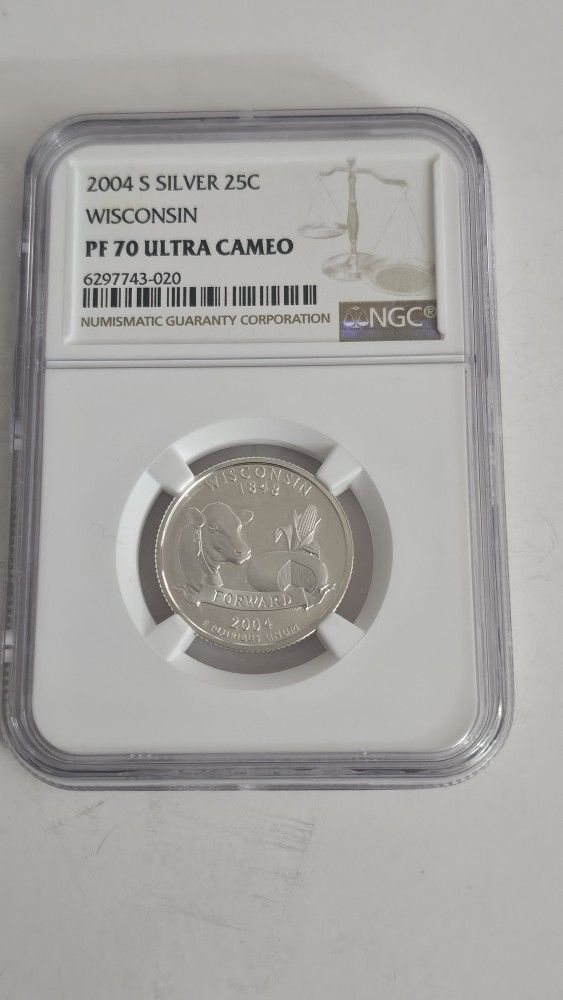 2004-S Wisconsin Silver Statehood Quarter NGC PF 70 ULTRA CAMEO