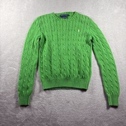 Vintage Polo Ralph Lauren Sweater Pullover Women’s S Green Cable-Knit Pony #8F