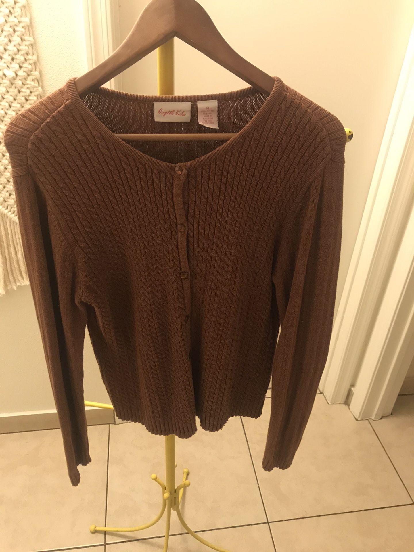 100% cotton brown/orange cardigan