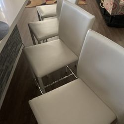 4 White Bart Stools 
