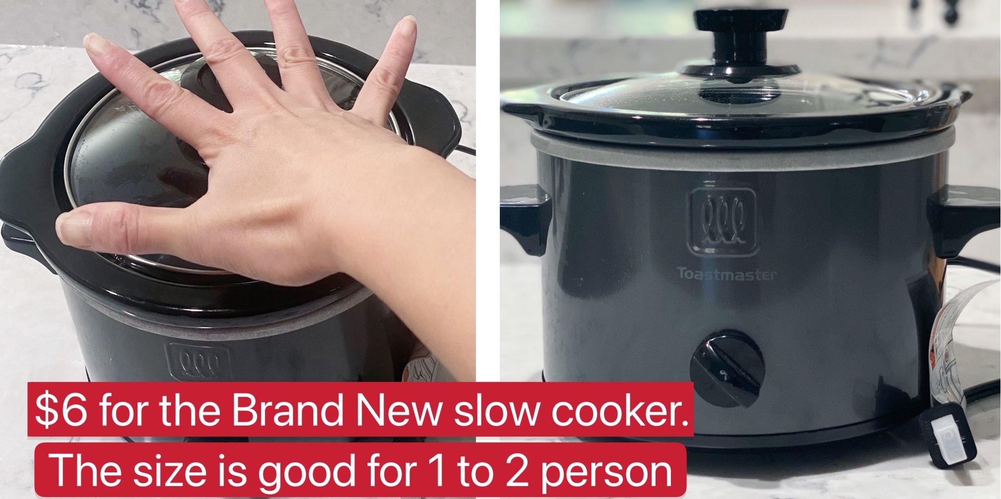 $6 for the Brand New slow cooker. The size is good for 1 to 2 person