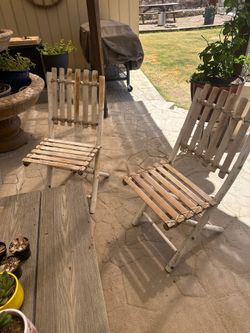 🪑 Sillas Plegables de Bambú Vintage (Par)/🪑 Vintage Bamboo Folding Chairs (Set of