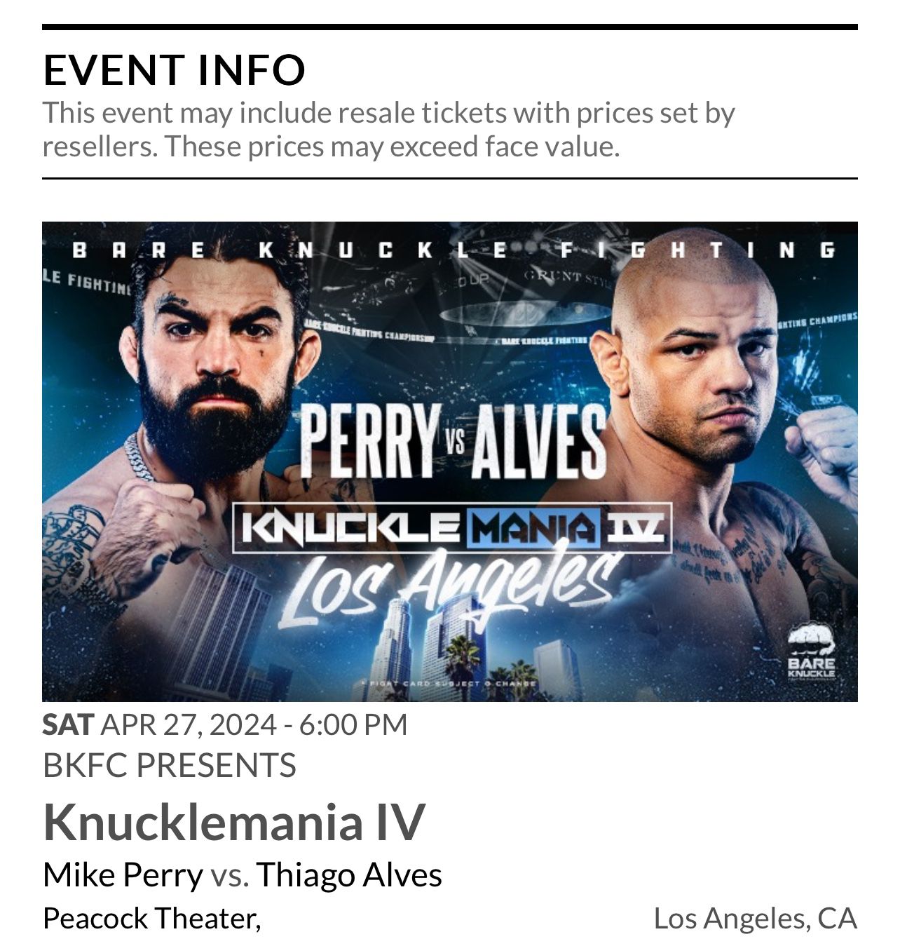 Knuckle Mania 4 Tickets 