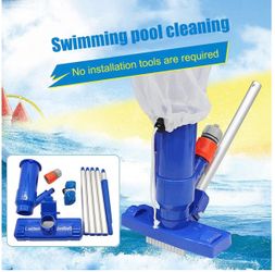 Swimming Pool Vacuum Cleaner Kit with Brush, Leaf Bag & 5-Piece Handle