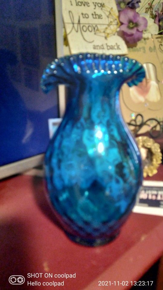 Blue Blown Glass Vase