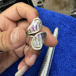 Vintage Abalone Mexican 925 Sterling Silver Ring