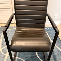 Pottery Barn Modern Black Leather Cantilever Armchair