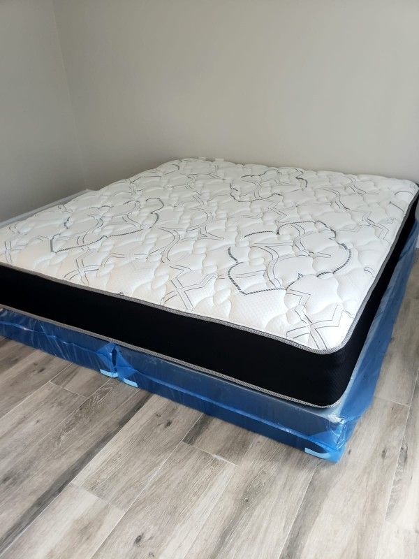 NEW KING MATTRESS AND BOX SPRING 3PC, bed frame not included on price