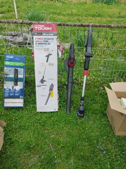 Hyper Tough 20v 2 Pc Cordless String Trimmer And Sweeper Kit 