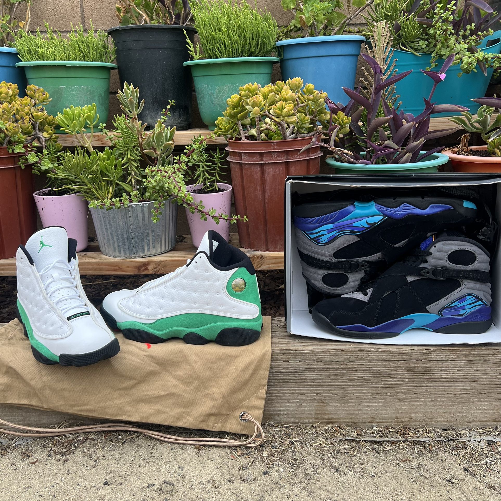 Jordan 8 Retro Aqua (2025)/ Jordan 13 Retro White Lucky Green