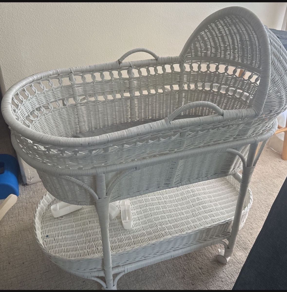 White Wicker Bassinet
