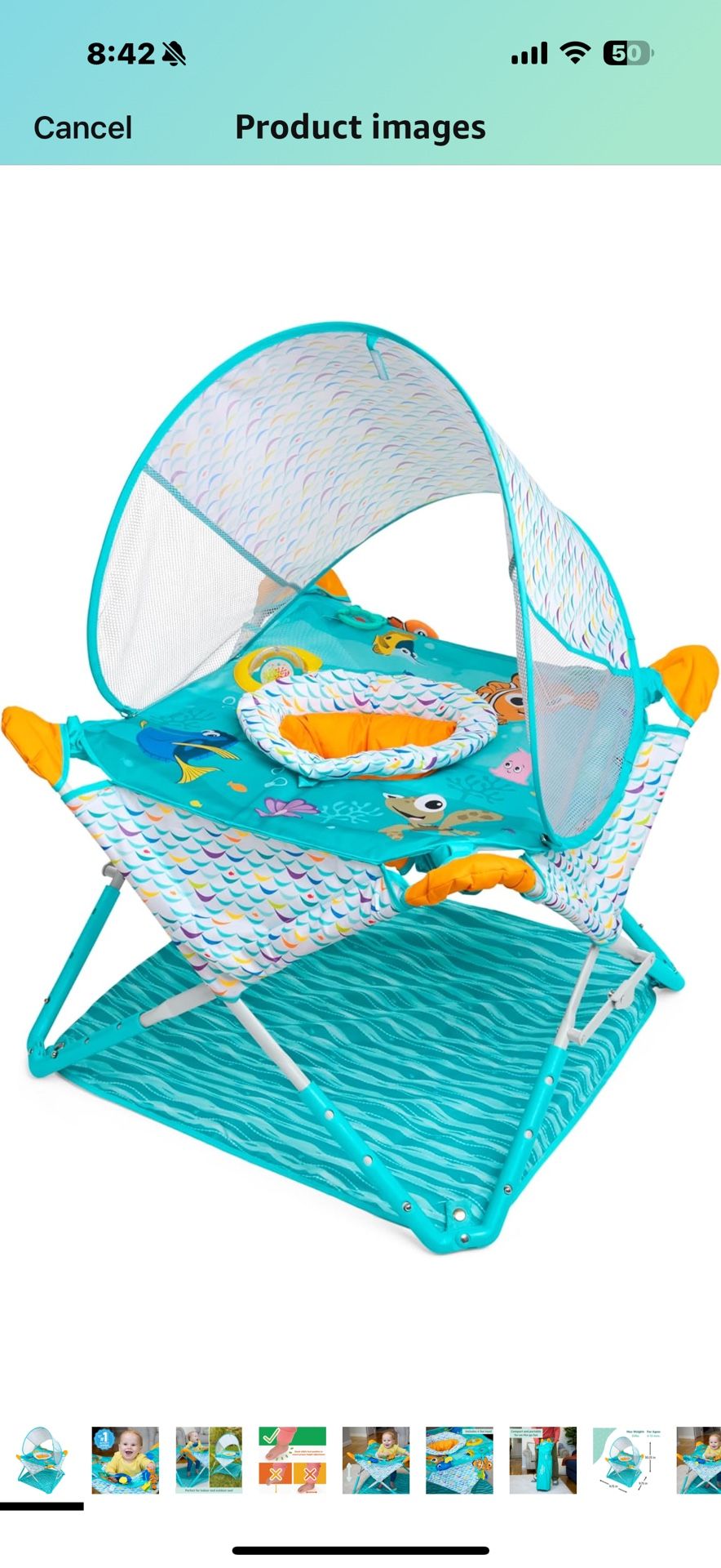 Bright Starts Disney Baby Finding Nemo Pop 'N Jump Foldable Activity Center, Indoor/Outdoor, Unisex, 6 Months+ Color Nemo Material Metal Brand Bright
