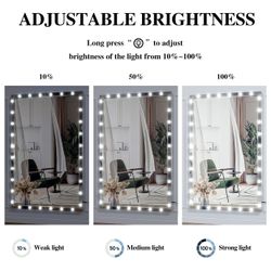 Hollywood LED Full Body Mirror with Lights Extra Large Full Length Vanity Mirror with 3 Color Mode Lights, Vertical Horizontal Hanging Aluminum Mirror