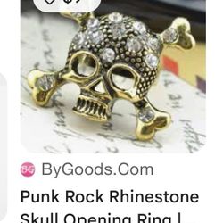 🔥 Sale 🔥 10 pcs Punk Rock Rhinestone Skull Opening Ring 🔥🔥🔥$10