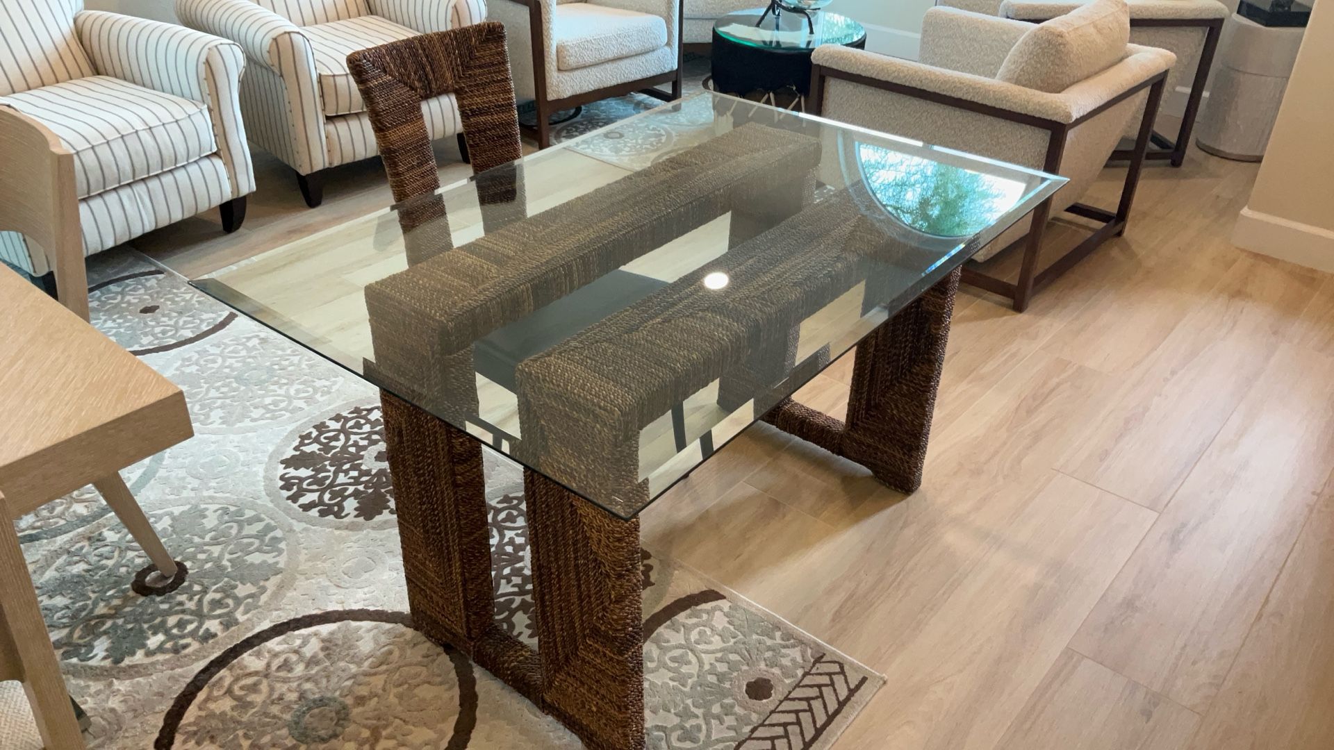 Glass Top Desk And Chair
