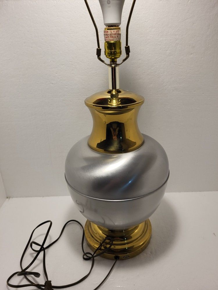 Vintage Brass And Chrome Table Lamp - Bulbous - BigVintage Brass And Chrome