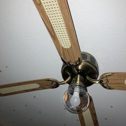 Vintage Ceiling Fan (1990) Wood & Brass