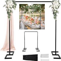 Balloon Arch Stand, 8.2FT Square Wedding Arch Frame, Metal Black Heavy Duty Backdrop Adjustable Stand, Extra 2 Clamps Change Over The Table Rod Stand 