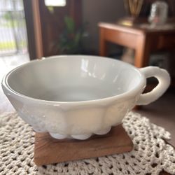Vintage Marked Westmoreland Milk Glass Candle Holder with Grapevine Design