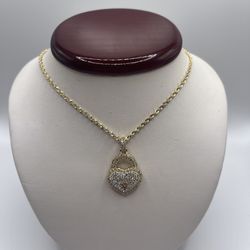 10k Gold Rope With Real Diamond Pendant