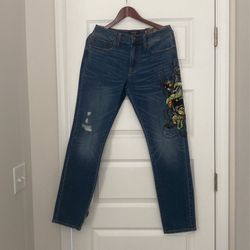 Ed Hardy Men’s Panther Snake Slim Taper Jeans (30)