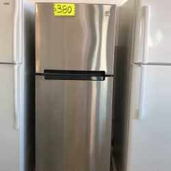 Small Kenmore Stainless Steel Refrigerator- 24”x 26”x60 1/2”
