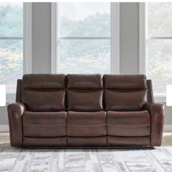 Brown Leather Recliner Sofa  LIKE NEW! 
