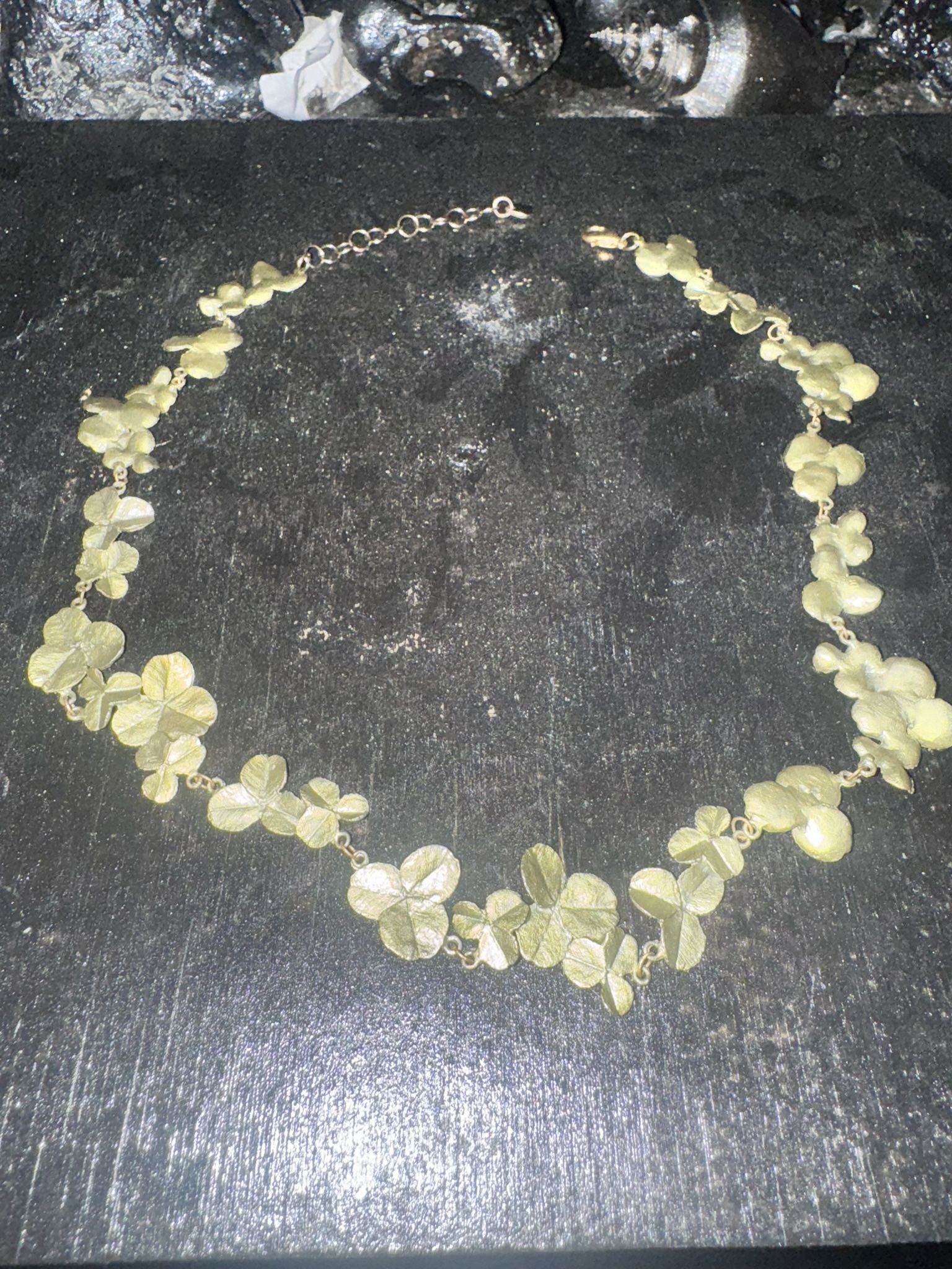 Rare 8KT Green Gold 3 Leaf Clover Necklace!