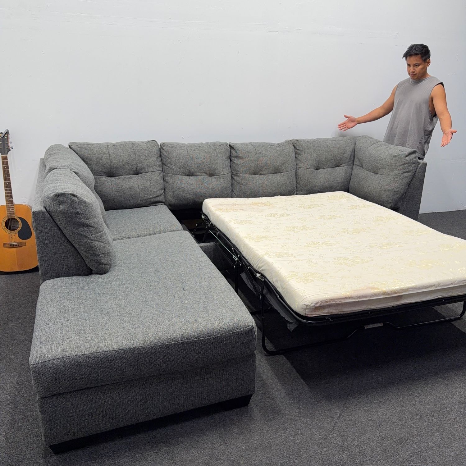 Marleton 2 pc Sectional Sleeper Couch with Chaise - Can Deliver