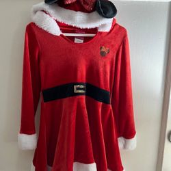 Disney Junior Minnie Mouse Hooded christmas Santa Dress Size 6 Girls
