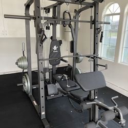 Vesta Fitness Smith Machine 1001 w/Bench Attachment | 245lb Cast Iron Olympic Weights | 7ft Olympic Bar | Fitness | Gym Equipment | FREE DELIVERY 🚚 