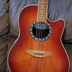 OVATION APPLAUSE ACOUSTIC ELECTRIC GUITAR MODEL AE28 IN CHERRY BURST COLOR. READ DESCRIPTION PLEASE. 
