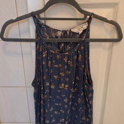 Womens Blue Floral Halter Swing Top By Hippie Rose Size Medium