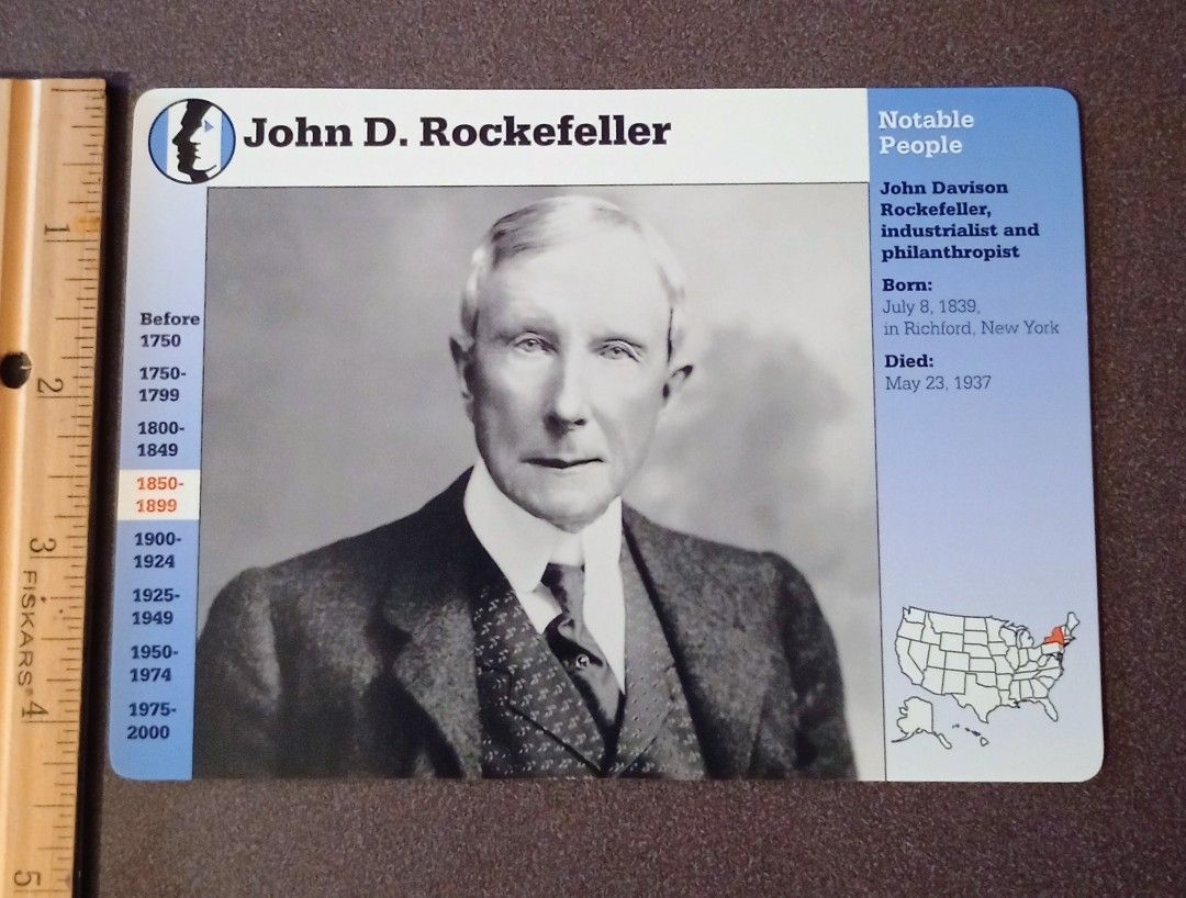 1995 Grolier John D. Rockefeller Oil Empire History Vintage Collectible Large Card