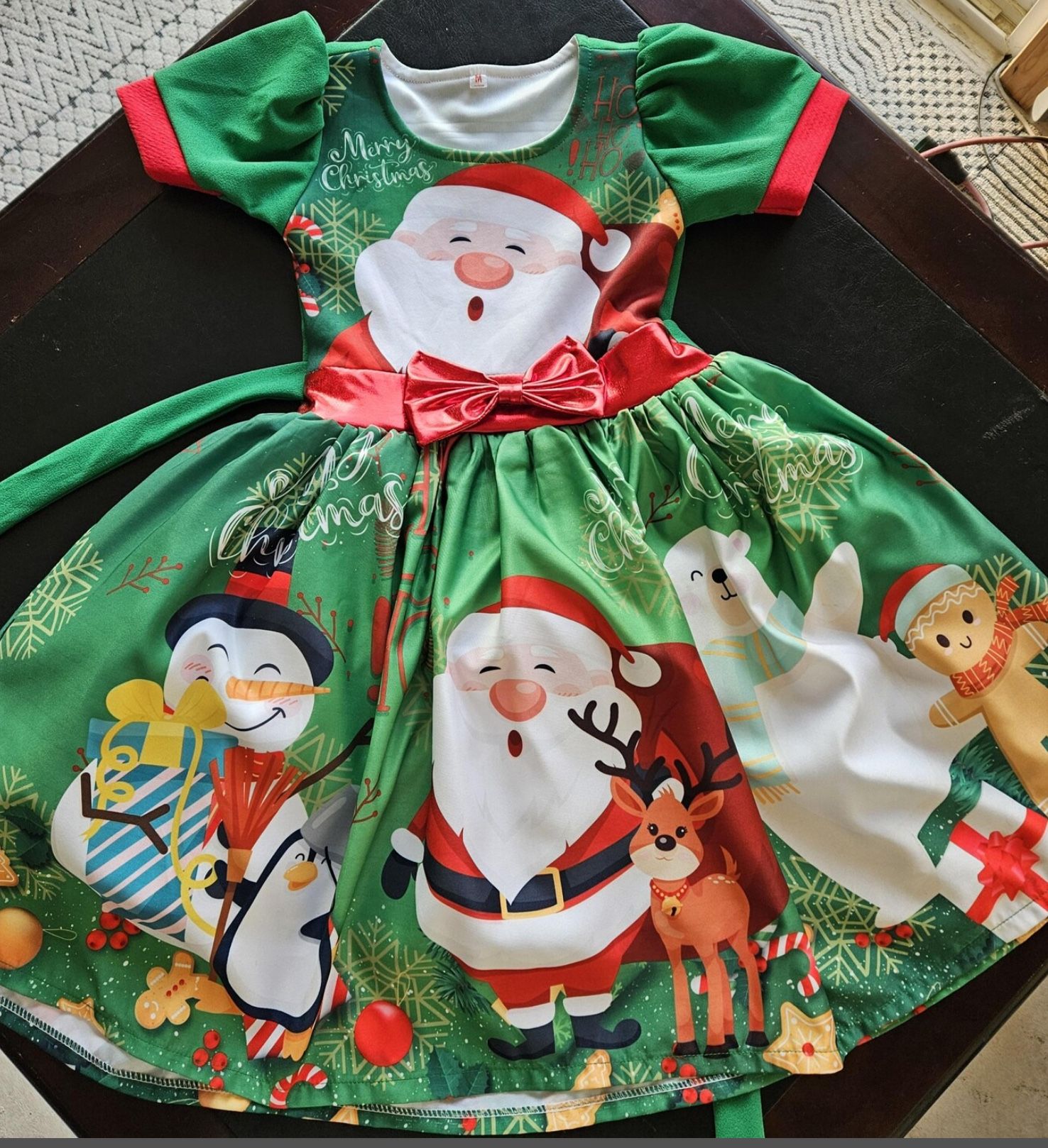 Santa Claus Gingerbread Snowman Christmas Dress in sizes 4/5 & 6/7