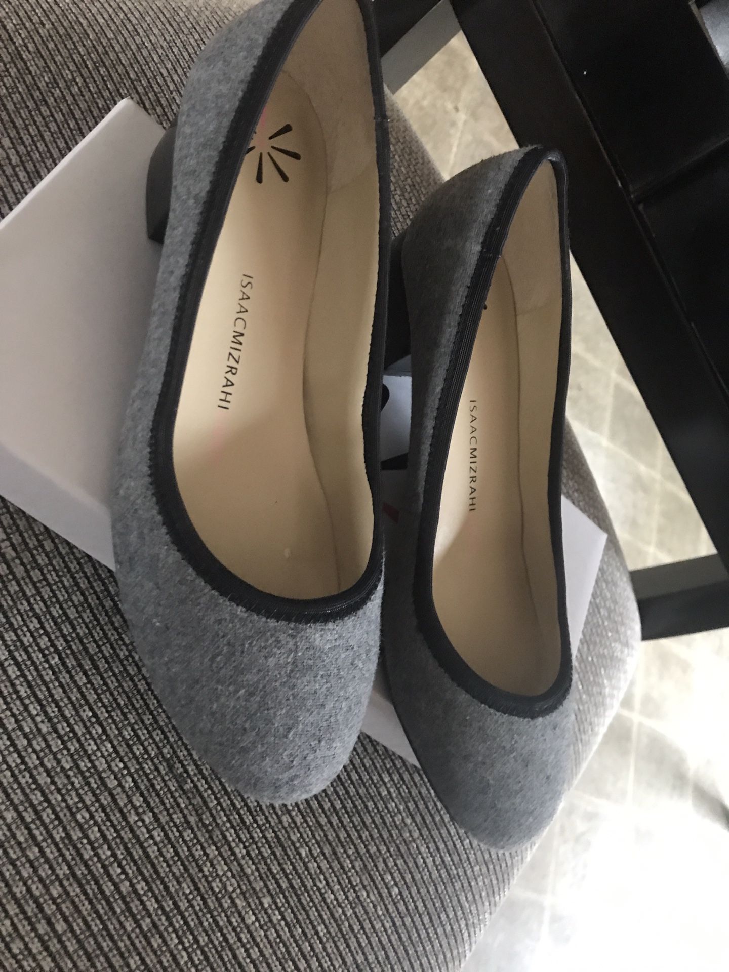 Grey/black heels