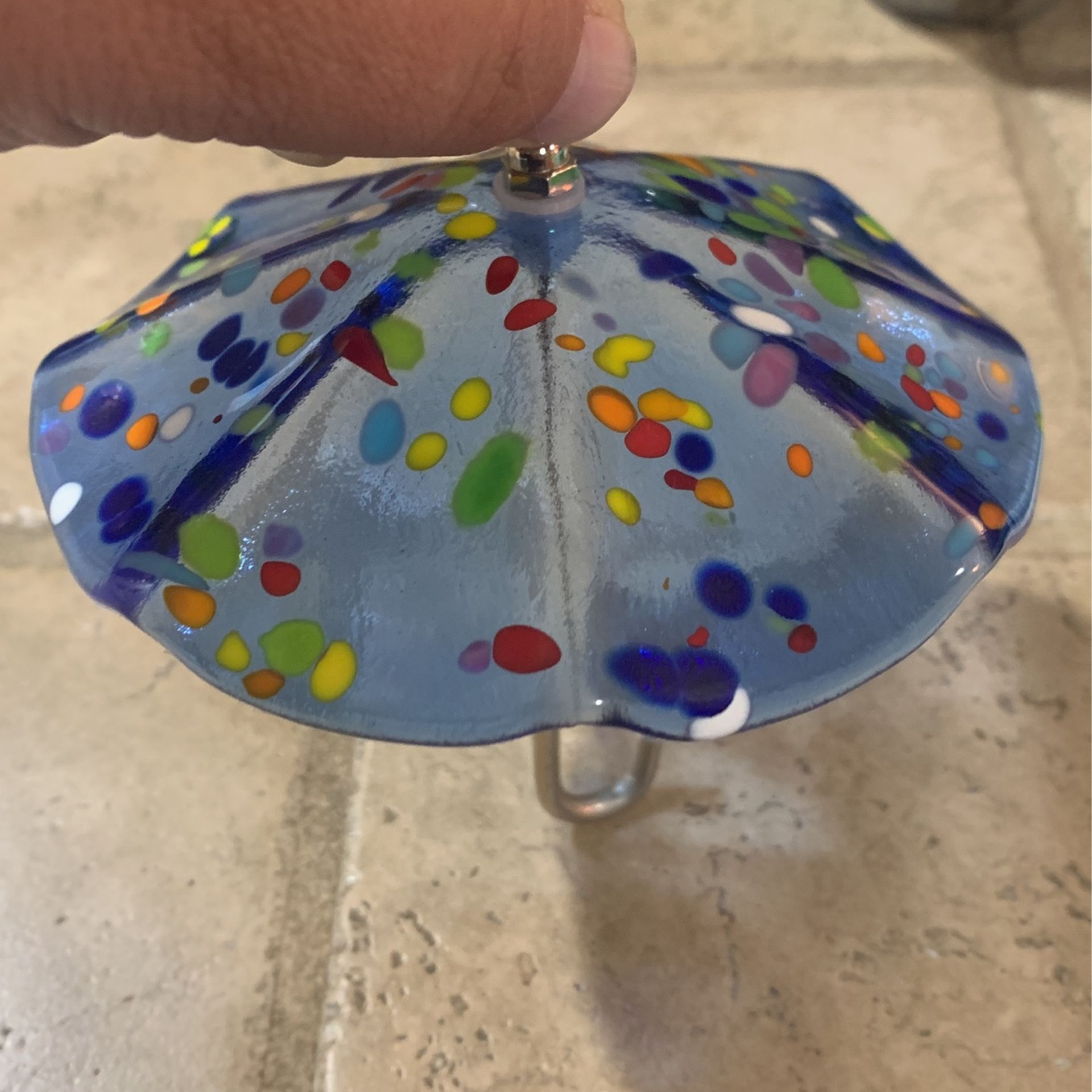 Glass Eye Studio Art Glass Umbrella Ornament - Blue