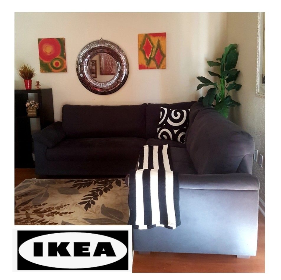 IKEA KNISLINGE Sectional, 4 Seat Corner, Samsta Dark Grey