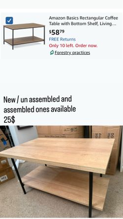 Rectangular Coffee Table with Bottom Shelf, Living Room Center Table, Wooden, 19.9" D x 31.5" W x 16.5" H  New sealed packaging Pick up Belmont and br