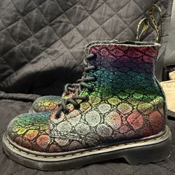 Doc Dr Martens 1460 Pascal Toddler Sz 1 Rainbow Croc Boots Metallic Zip Up