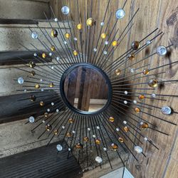 FREE!!  Sunburst Wall Mirror with Amber and Clear Jewels